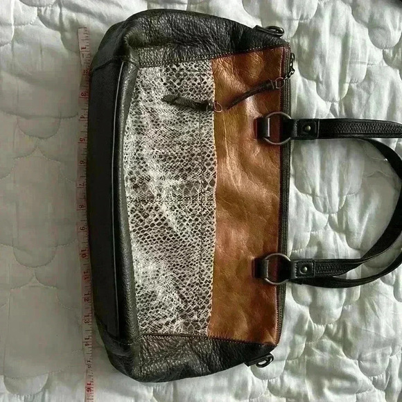 The Sak Two Way Tote Handbag Large  Leather Brown Snake Pattern. - Picture 12 of 13